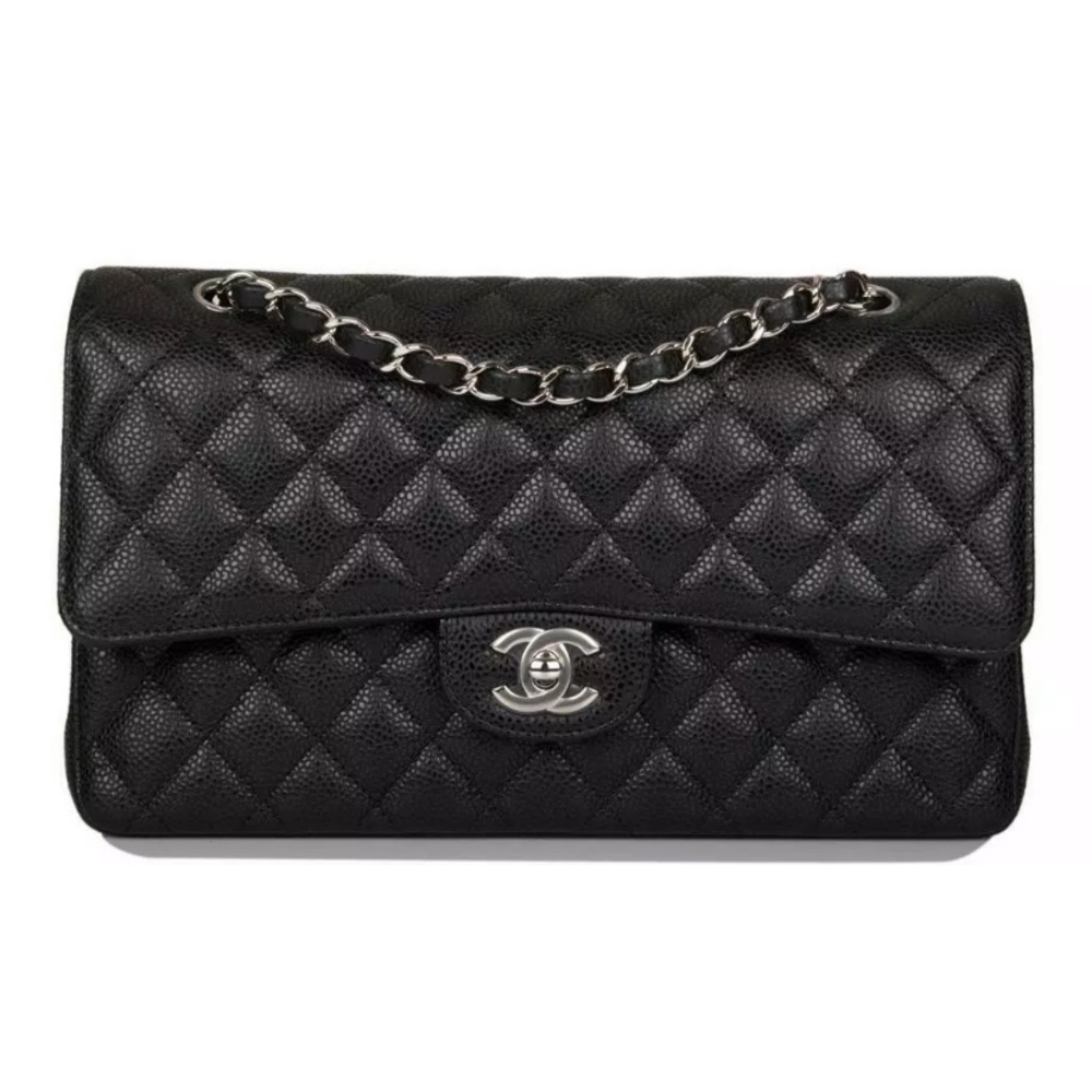 CHANEL Classic Double Flap Bag Caviar 🖤🤍🖤
